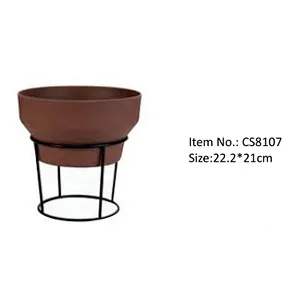 Plant Pot With Metal Base S/3-L