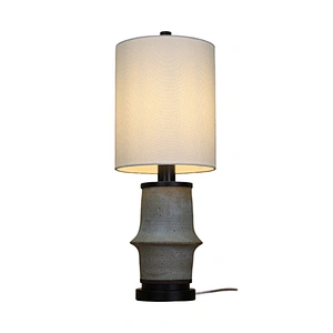 Gray ceramic with white linen shade table lamp