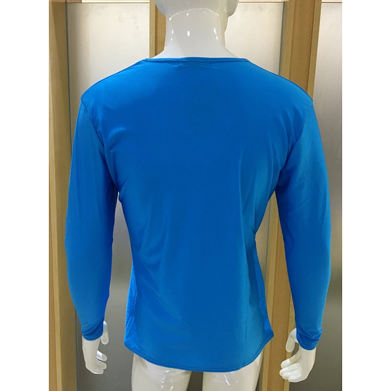 Men's long sleeves solid polyester spandex gym traing top