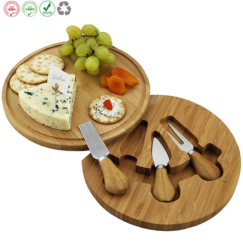 Round Bamboo Cheese Chopping Board Set