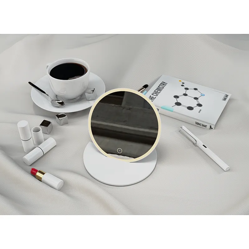 Custom Housing-color Round LED Bathroom Mirror Type C Charging Magnetic Detachable Mirror HCL-049