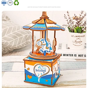 Ferris wheel wind up toys kids play 3d diy wooden music box