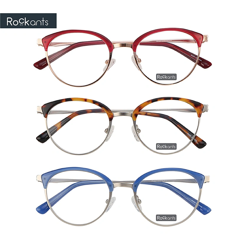 Fashion design round metal optical frame acetate rim eyeglasses woman frames optical eyeglasses glasses