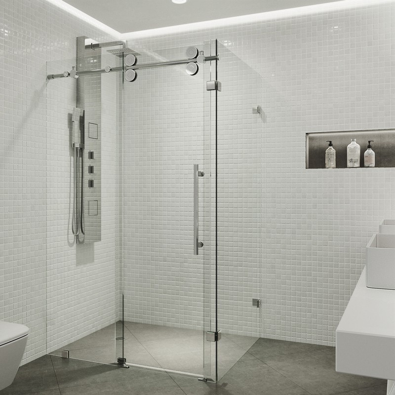 Clear tempered toughened glass panel bathroom shower enclosure door
