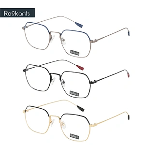 Wholesale custom big full rim hexagonal fashion unisex metal stainless steel optical eyeglasses frame