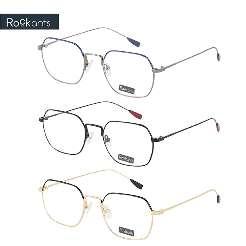 Wholesale custom big full rim hexagonal fashion unisex metal stainless steel optical eyeglasses frame