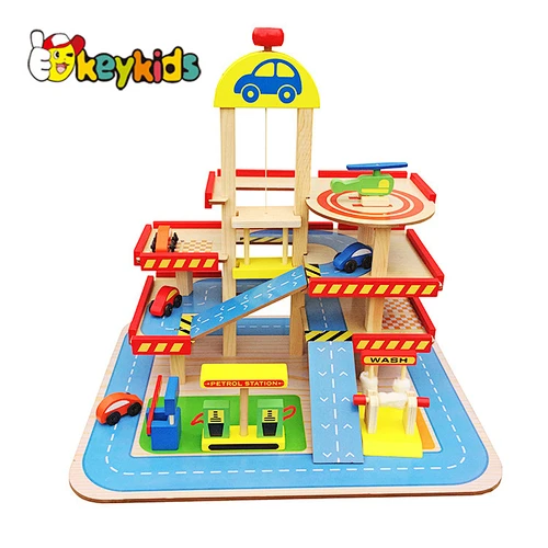 Mini Toy Car Ramp Wooden Toy Garage For Wholesale W04B034