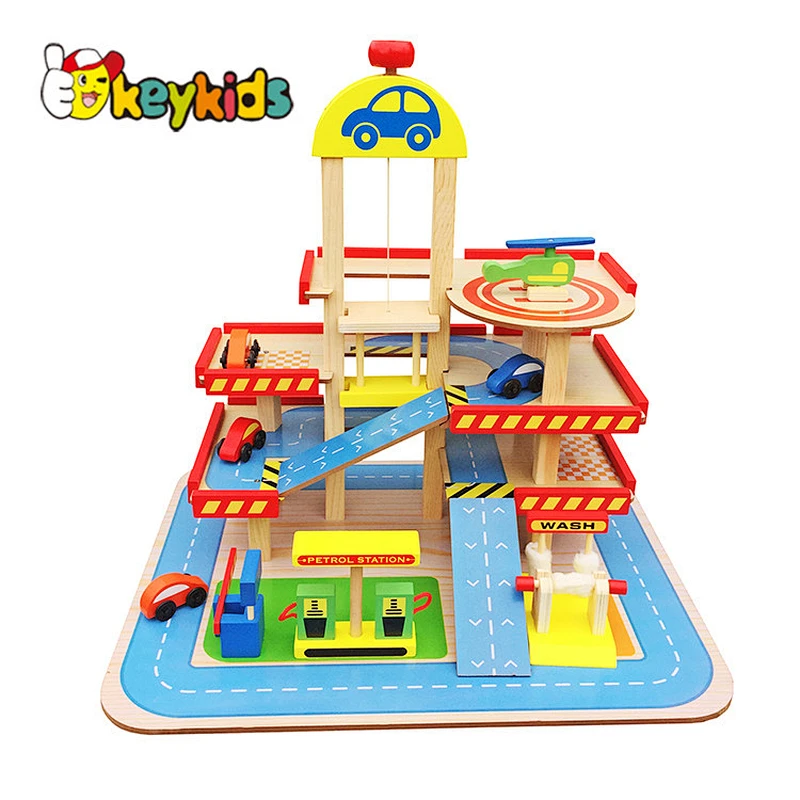 Mini Toy Car Ramp Wooden Toy Garage For Wholesale W04B034