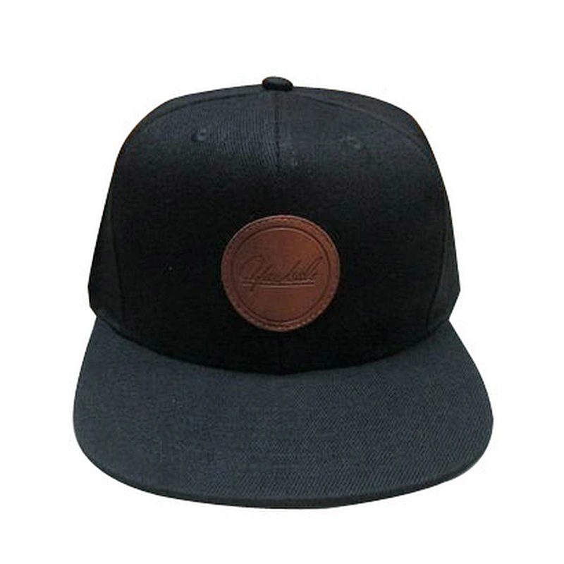 Pu leather patch flat bill snapback hats