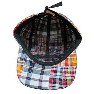 custom Checkered cloth 5-panel hat cap with woven patch