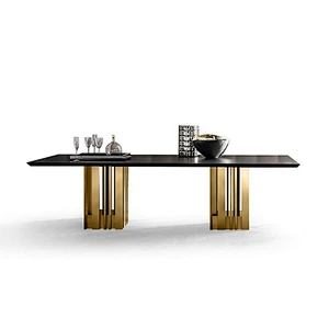 High quality customized dinning room furniture wooden or marble table stainless steel base dining table set