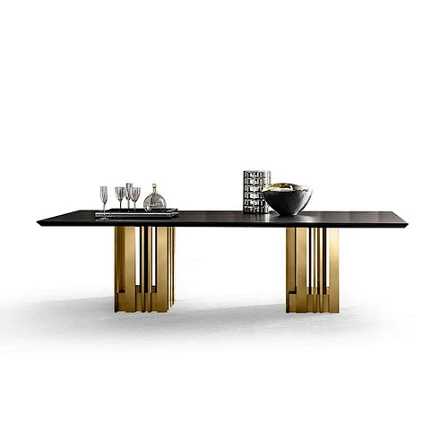 High quality customized dinning room furniture wooden or marble table stainless steel base dining table set