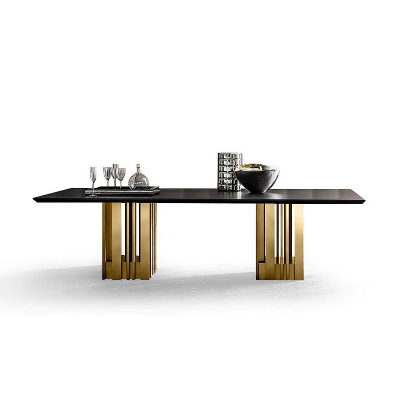 High quality customized dinning room furniture wooden or marble table stainless steel base dining table set