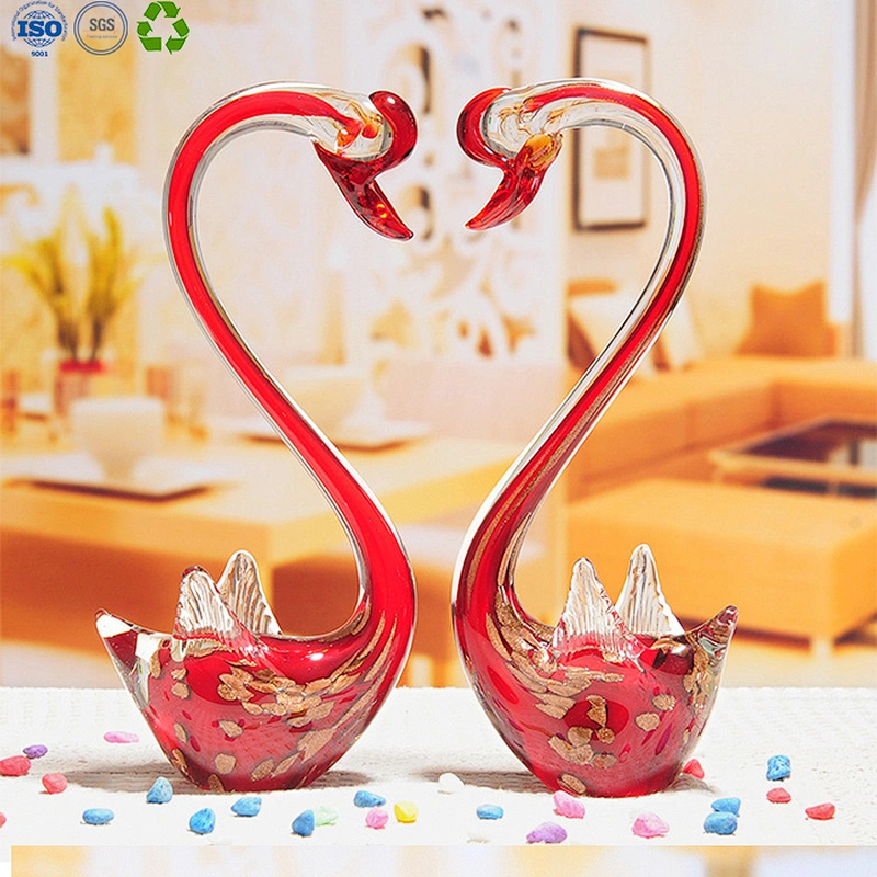 Blowing glass swan love gift