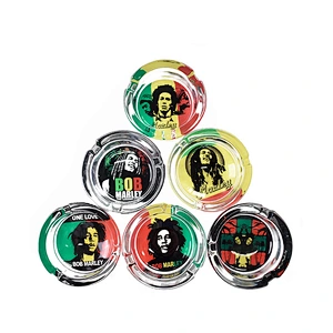 Glass Cartoon Ashtray Portable Handmade Cigarette Ash Holder 85MM Ashtray Round Custom logo ashtray