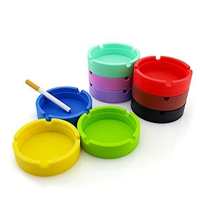Custom durable round portable silicone ashtray