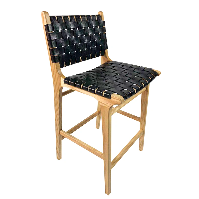 Country style strap leather stool