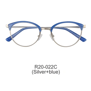 Fashion design round metal optical frame acetate rim eyeglasses woman frames optical eyeglasses glasses