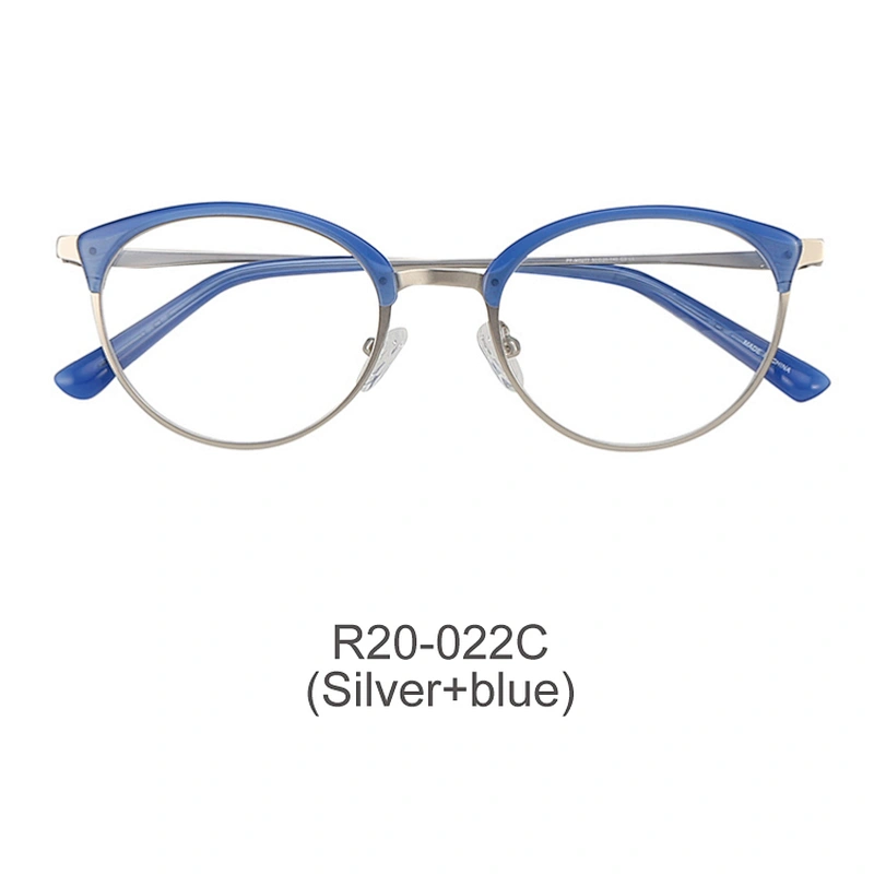 Fashion design round metal optical frame acetate rim eyeglasses woman frames optical eyeglasses glasses