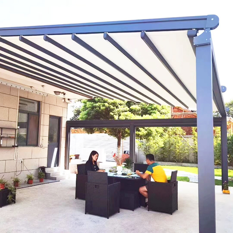 Automatic folding PVC fabric outdoor pergola roof awning canopy