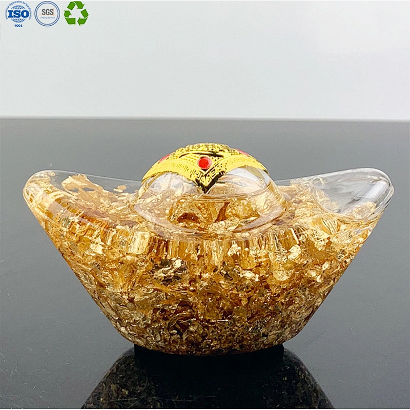 Glass apple with gold leaf