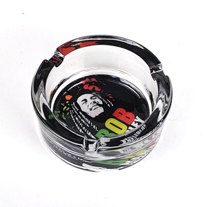 Glass Cartoon Ashtray Portable Handmade Cigarette Ash Holder 85MM Ashtray Round Custom logo ashtray