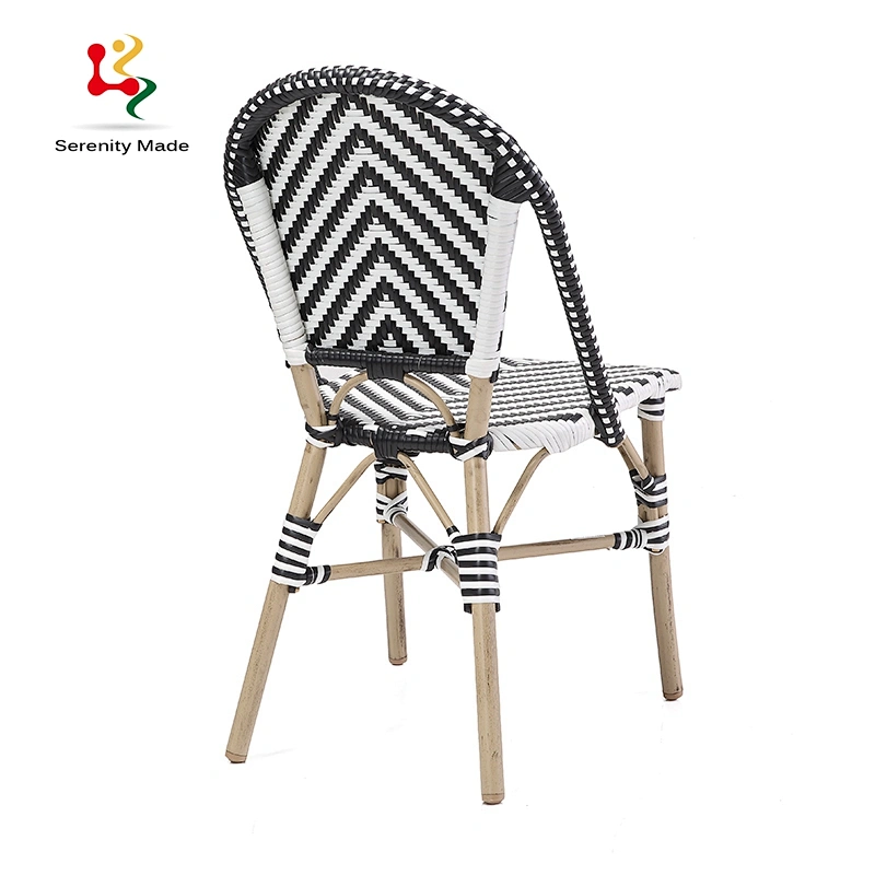 black and white rattan chair