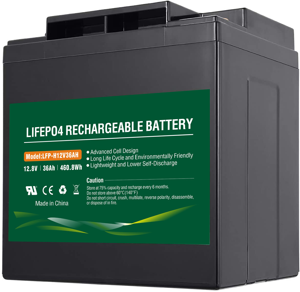 12V 36AH DEEP CYCLE LiFePO4 Battery Pack with BMS