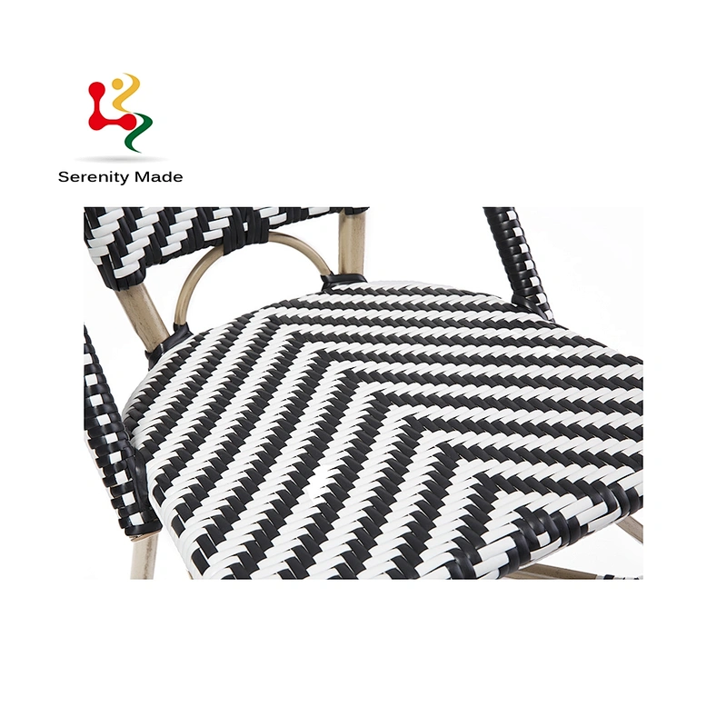 black and white rattan chair