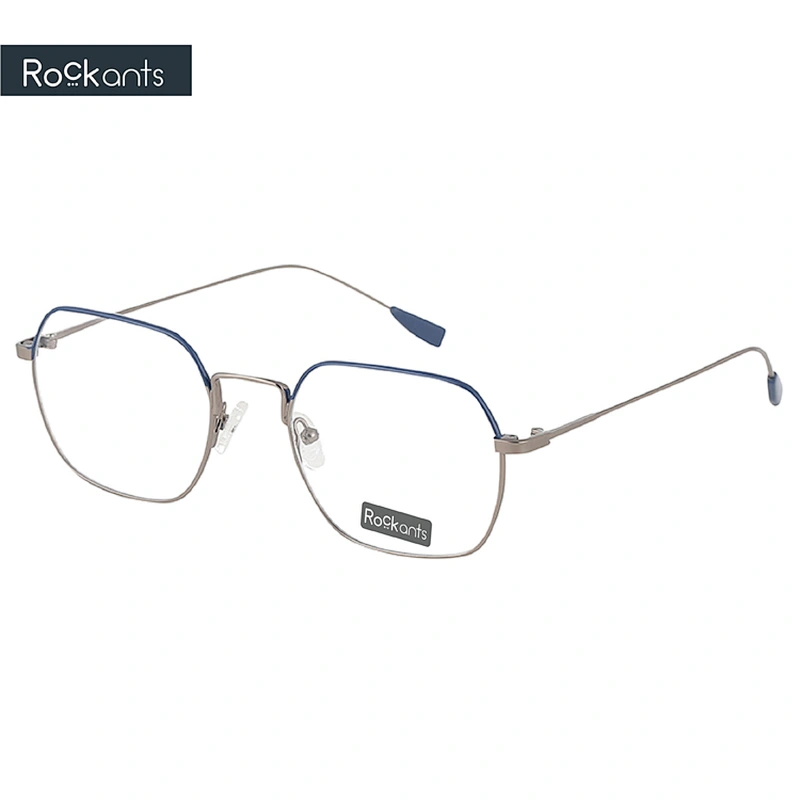 Wholesale custom big full rim hexagonal fashion unisex metal stainless steel optical eyeglasses frame
