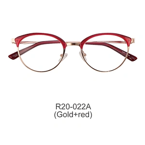 Fashion design round metal optical frame acetate rim eyeglasses woman frames optical eyeglasses glasses
