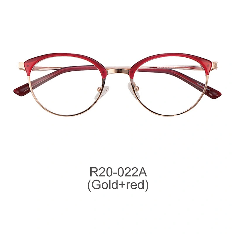 Fashion design round metal optical frame acetate rim eyeglasses woman frames optical eyeglasses glasses