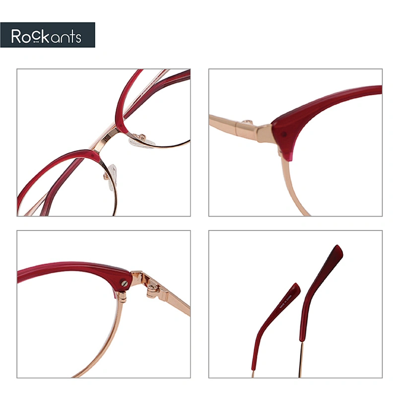 Fashion design round metal optical frame acetate rim eyeglasses woman frames optical eyeglasses glasses
