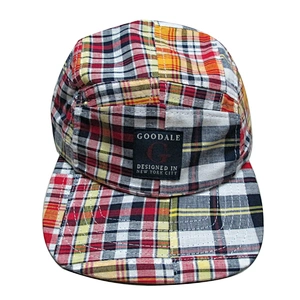custom Checkered cloth 5-panel hat cap with woven patch