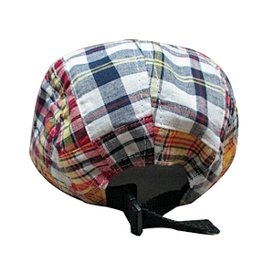 custom Checkered cloth 5-panel hat cap with woven patch