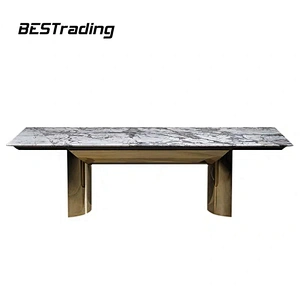 Italian design metal table light luxury marble top table set dining table