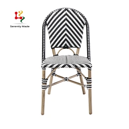 black and white rattan chair