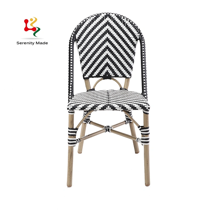black and white rattan chair