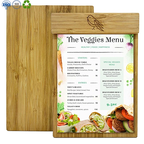 Wooden menu holders for tables