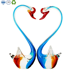 Blowing glass swan love gift