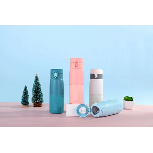 Double Wall Vacuum Flask Insulated Stainless Steel Drink Water Bottle With silicone protected