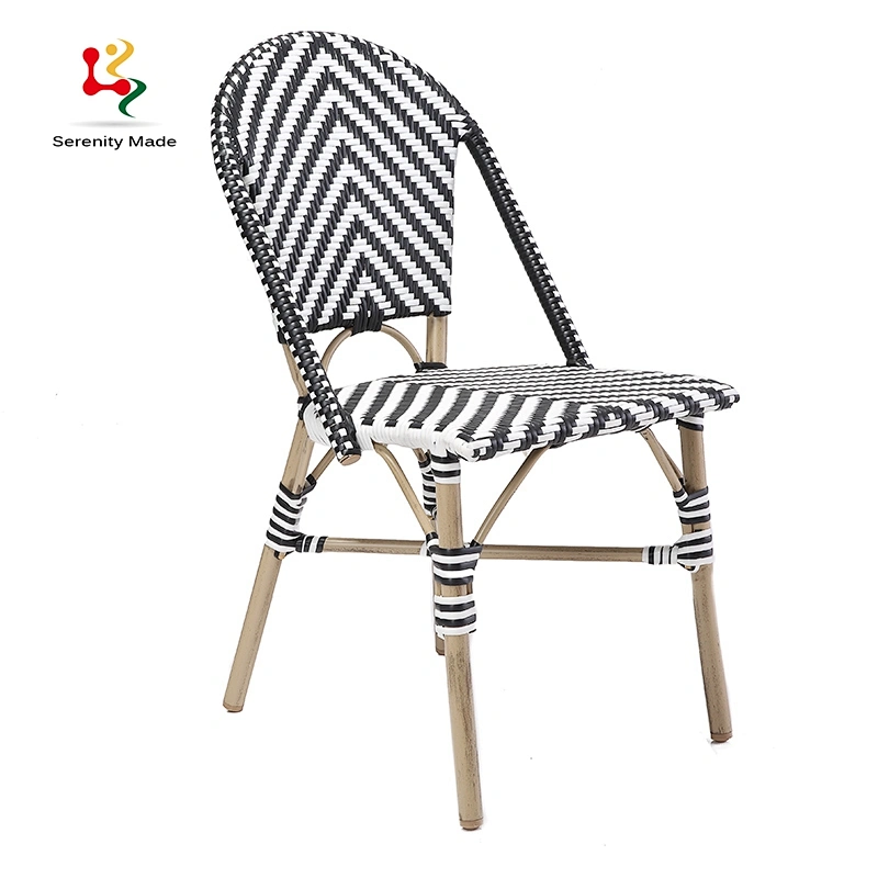 black and white rattan chair