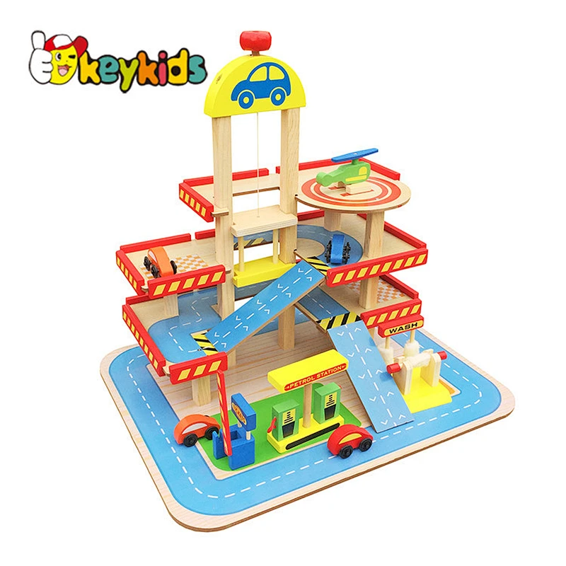 Mini Toy Car Ramp Wooden Toy Garage For Wholesale W04B034