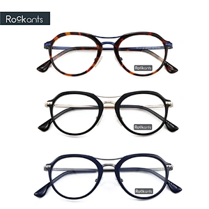 Fashion Design Retro round Eyeglasses double bridge acetate Optical Eyewear Frame