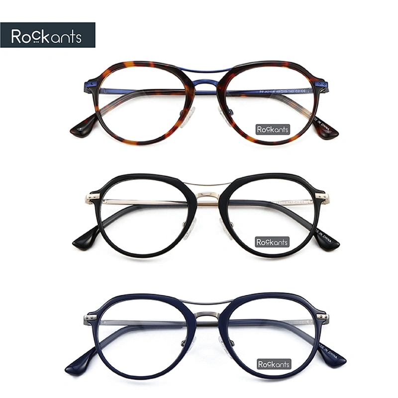 Fashion Design Retro round Eyeglasses double bridge acetate Optical Eyewear Frame