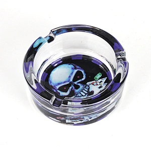 Glass Cartoon Ashtray Portable Handmade Cigarette Ash Holder 85MM Ashtray Round Custom logo ashtray
