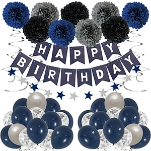Amazon Hot Sale Navy Blue Happy Birthday Balloon Set For Kids Birhtday Party Decoration