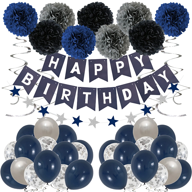 Amazon Hot Sale Navy Blue Happy Birthday Balloon Set For Kids Birhtday Party Decoration