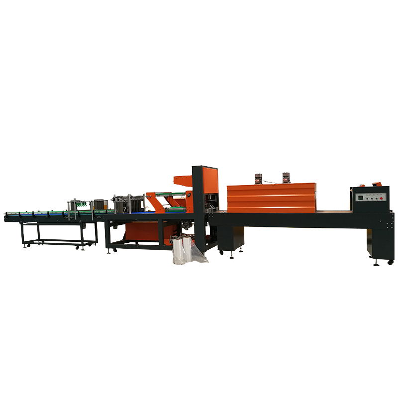 Straight line shrink packaging machine