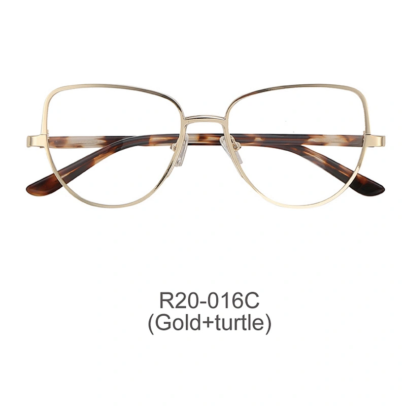 Top selling fashion design cat eye metal sheet optical frame ready goods eyeglasses